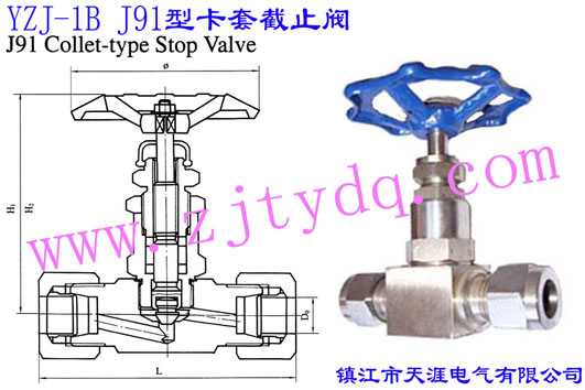 YZJ-1B J91型卡套截止閥YZJ-1B J91 Collet-type Stop Valve